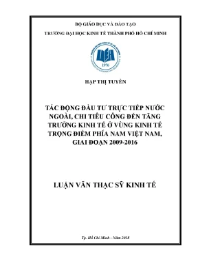 Luận văn tác động đầu tư trực tiếp nước ngoài chi tiêu công đến tăng trưởng kinh tế ở vùng kinh tế trọng điểm phía nam việt nam giai đoạn 2007 2016