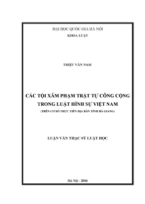 Các tội xâm phạm trật tự công cộng trong luật hình sự việt nam trên cơ sở thực tiễn địa bàn tỉnh hà giang