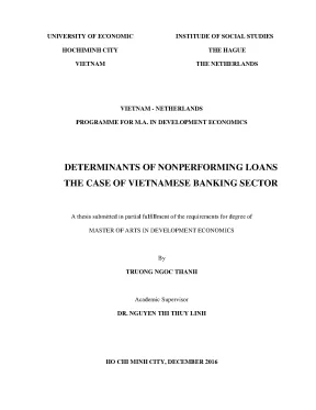 Luận văn determinant of non performance loans the case of vietnamese banking sector