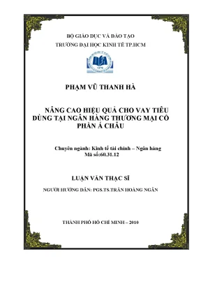Luận văn nâng cao hiệu quả cho vay tiêu dùng tại ngân hàng thương mại cổ phần á châu