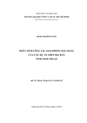 Luận văn thạc sĩ quản lý kinh tế phân tích công tác giải phóng mặt bằng của các dự án trên địa bàn tỉnh ninh thuận