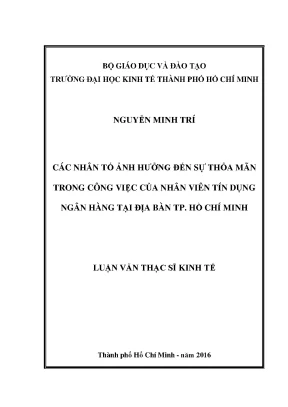 Luận văn các nhân tố ảnh hưởng đến sự thỏa mãn công việc của nhân viên tín dụng ngân hàng tại địa bàn thành phố hồ chí minh
