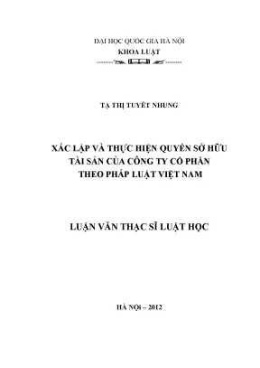 Xác lập và thực hiện quyền sở hữu tài sản của công ty cổ phần theo pháp luật việt nam