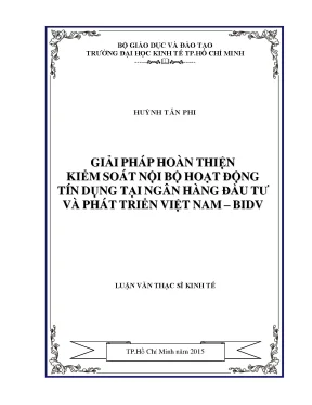 Luận văn giải pháp hoàn thiện kiểm soát nội bộ hoạt động tín dụng tại ngân hàng đầu tư và phát triển việt nam bidv