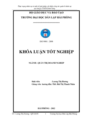 Luận văn thạc sĩ thực trạng nhân sự và một số giải pháp cải thiện công tác quản lí nhân sự tại công ty tnhh đỉnh vàng