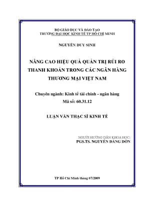 Luận văn nâng cao hiệu quả quản trị rủi ro thanh khoản trong các ngân hàng thương mại việt nam