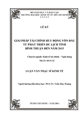 Luận văn giải pháp tài chính huy động vốn đầu tư phát triển du lịch tỉnh bình thuận đến năm 2015