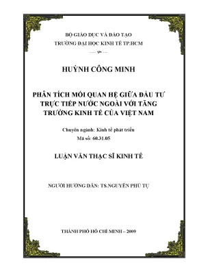 Luận văn phân tích mối quan hệ giữa đầu tư trực tiếp nước ngoài với tăng trưởng kinh tế của việt nam luận văn thạc sĩ kinh tế
