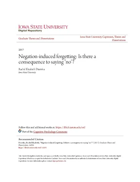 Negation induced forgetting is there a consequence to saying no