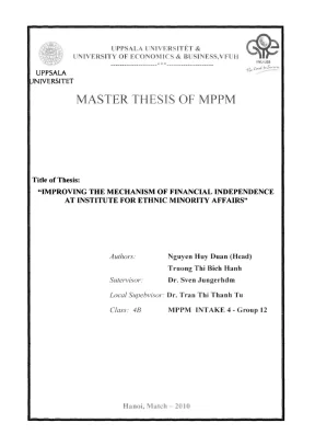 Luận văn thạc sĩ quản lý công improving the mechanism of financial independence at institute for ethnic minority affairs
