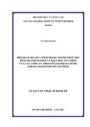 Luận văn mối quan hệ giữa tình trạng tránh thuế thu nhập doanh nghiệp và kiệt quệ tài chính của các công ty trên sở giao dịch chứng khoán thành phố hồ chí minh