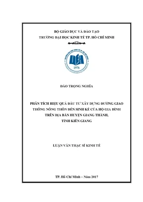 Luận văn phân tích hiệu quả đầu tư xây dựng đường giao thông nông thôn đến sinh kế của hộ gia đình trên địa bàn huyện giang thành tỉnh kiên giang