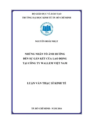 Luận văn những nhân tố ảnh hưởng đến sự gắn kết của lao động tại công ty wallem việt nam