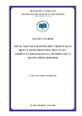 Luận văn những nhân tố ảnh hưởng đến ý định sử dụng dịch vụ hành chính công trực tuyến nghiên cứu khách hàng của sở thông tin và truyền thông bình định
