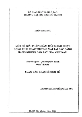 Luận văn một số giải pháp nhằm đẩy mạnh hoạt động khai thác thương mại tại các cảng hàng không sân bay của việt nam