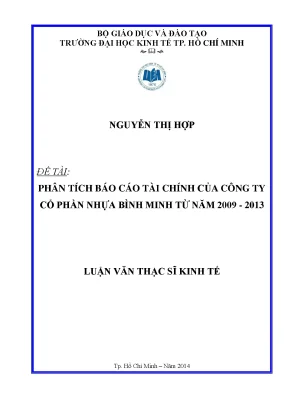 Luận văn phân tích báo cáo tài chính công ty cổ phần nhựa bình minh từ năm 2009 2013