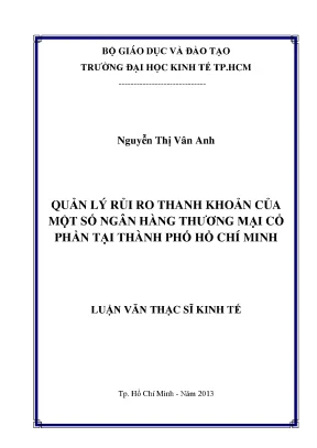 Luận văn quản lý rủi ro thanh khoản của một số ngân hàng tmcp tại tphcm