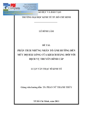 Luận văn phân tích những nhân tố ảnh hưởng đến mức độ hài lòng của khách hàng đối với dịch vụ truyền hình cáp