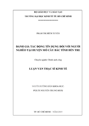 Luận văn đánh giá tác động tín dụng đối với người nghèo tại huyện mỏ cày bắc tỉnh bến tre