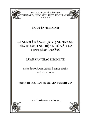 Luận văn đánh giá năng lực cạnh tranh của doanh nghiệp nhỏ và vừa tỉnh bình dương