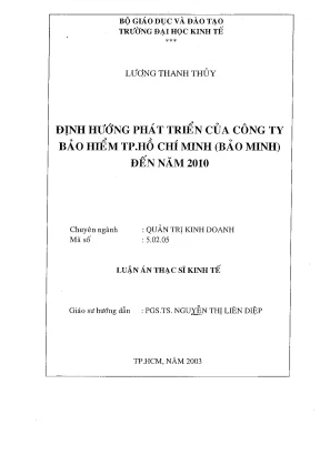 Luận văn định hướng phát triển của công ty bảo hiểm tp hồ chí minh bảo minh đến năm 2010