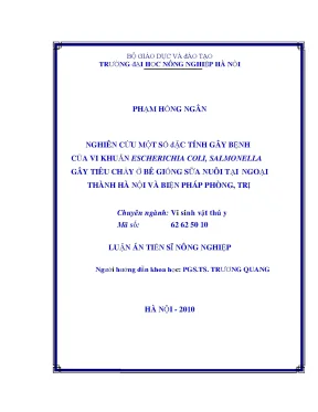 Nghiên cứu một số đặc tính gây bệnh của vi khuẩn escherichia salmonella gây tiêu chảy ở bê giống sữa nuôi tại ngoại thành hà nội và biện pháp phòng trị