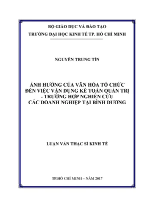 Luận văn ảnh hưởng của văn hóa tổ chức đến việc vận dụng kế toán quản trị trường hợp nghiên cứu các doanh nghiệp tại bình dương