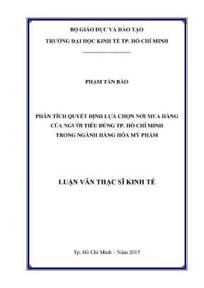 Luận văn phân tích quyết định lựa chọn nơi mua hàng của người tiêu dùng thành phố hồ chí minh trong ngành hàng hóa mỹ phẩm