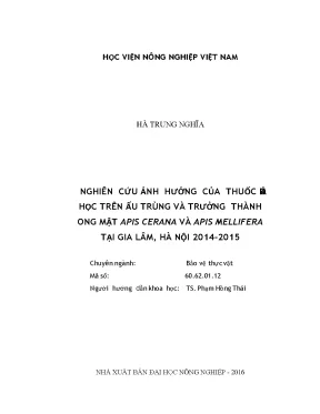 Nghiên cứu ảnh hưởng của thuốc hóa học trên ấu trùng và trưởng thành ong mật apis cerana và apis mellifera tại gia lâm hà nội 2014 2015
