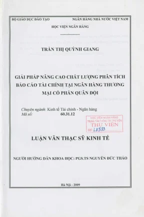Luận văn thạc sĩ tài chính ngân hàng giải pháp nâng cao chất lượng phân tích báo cáo tài chính tại ngân hàng thương mại cổ phần quân đội