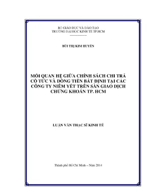 Luận văn mối quan hệ giữa chính sách chi trả cổ tức và dòng tiền bất định tại các công ty niêm yết trên sàn giao dịch chứng khoán tp hcm