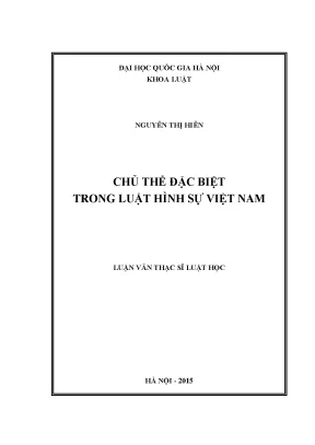 Chủ thể đặc biệt trong luật hình sự việt nam