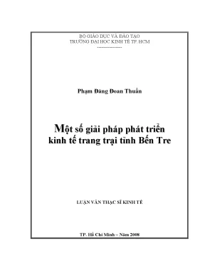 Luận văn một số giải pháp phát triển kinh tế trang trại tỉnh bến tre