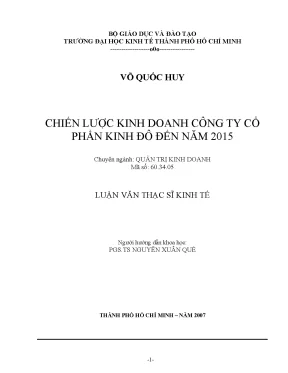 Luận văn chiến lược kinh doanh công ty cổ phần kinh đô đến năm 2015