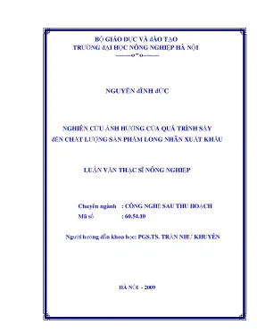 Nghiên cứu ảnh hưởng của quá trình sấy đến chất lượng sản phẩm long nhãn xuất khẩu