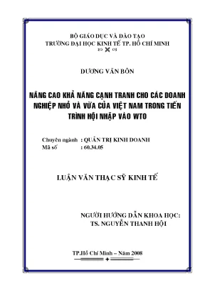 Luận văn nâng cao khả năng cạnh tranh cho các doanh nghiệp nhỏ và vừa của việt nam trong tiến trình hội nhập vào wto