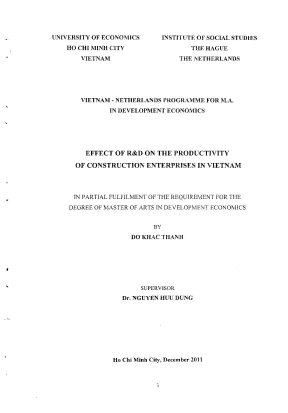 Luận văn effect of rd on the productivity of construction enterprises in vietnam