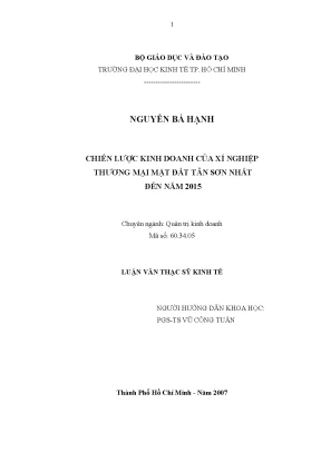 Luận văn chiến lược kinh doanh của xí nghiệp thương mại mặt đất tân sơn nhất đến năm 2015
