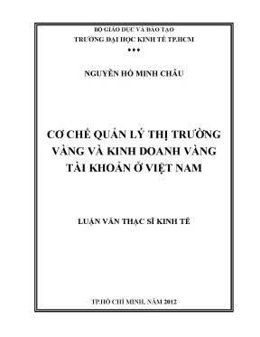 Luận văn cơ chế quản lý thị trường vàng và kinh doanh vàng ở việt nam
