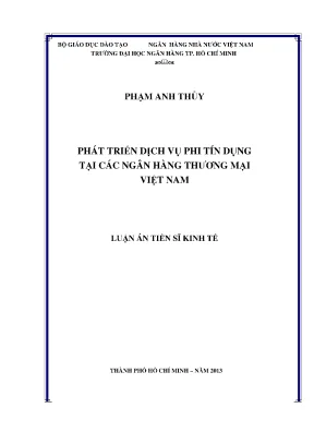 Luận văn thạc sĩ phát triển dịch vụ phi tín dụng tại các ngân hàng thương mại việt nam