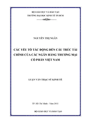 Luận văn các yếu tố tác động đến cấu trúc tài chính của các ngân hàng thương mại cổ phần việt nam
