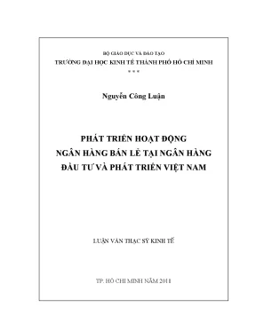 Luận văn phát triển hoạt động ngân hàng bán lẻ tại ngân hàng đầu tư và phát triển việt nam