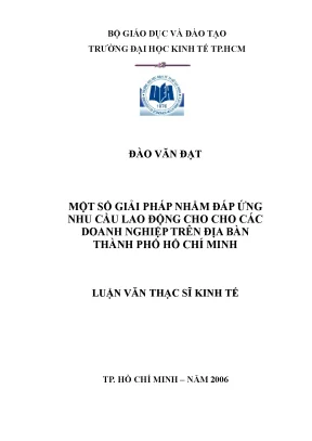 Luận văn một số giải pháp nhằm đáp ứng nhu cầu lao động cho các doanh nghiệp trên địa bàn thành phố hồ chí minh