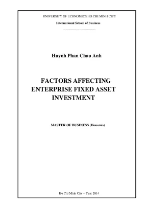 Luận văn factors affecting enterprise fixed asset investment