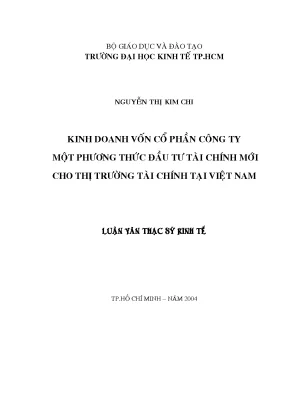 Luận văn kinh doanh vốn cổ phần công ty một phương thức đầu tư tài chính mới cho thị trường tài chính tại việt nam