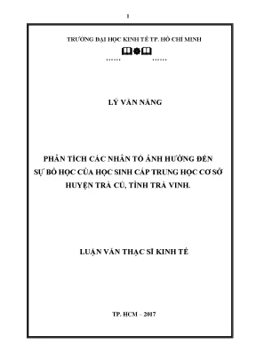 Luận văn phân tích các nhân tố ảnh hưởng đến sự bỏ học của học sinh trung học cơ sở huyện trà cú tỉnh trà vinh