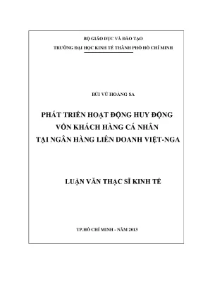 Luận văn phát triền hoạt động huy động vốn khách hàng cá nhân tại ngân hàng liên doanh việt nga