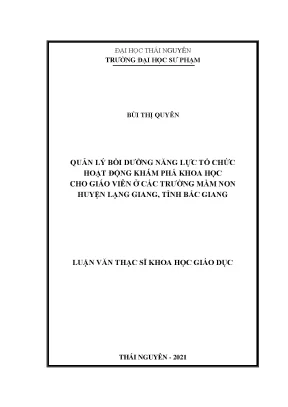Quản lý bồi dưỡng năng lực tổ chức hoạt động khám phá khoa học cho giáo viên ở các trường mầm non huyện lạng giang tỉnh bắc giang