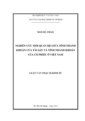 Luận văn nghiên cứu mối quan hệ giữa tính thanh khoản của tài sản và tính thanh khoản của cổ phiếu ở việt nam