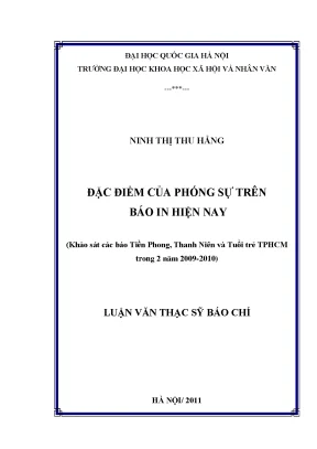 Luận văn thạc sĩ đặc điểm của phóng sự trên báo in hiên nay